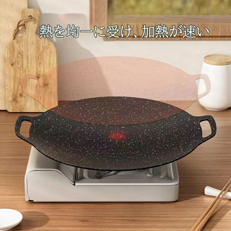 板 IH ガス 直火 炭火 グリル プレート 皿 家庭 軽量 グリル 取っ手 優秀な熱伝導率 バーベキュー キャンプ アウトドア ステーキ 焼そば お好み焼き 焼肉 BBQ 料理 egaointerior-10016955 egaoインテリア館 サンプル画像2