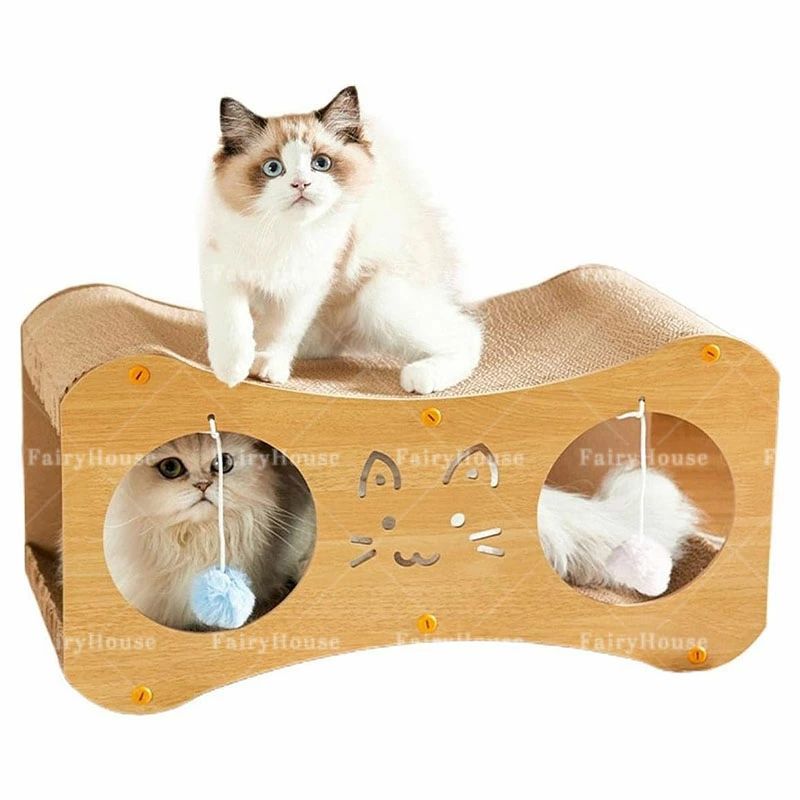 【猫の健康のために】このボードは、猫の健康な爪の発達を促し、運動にもなり、ストレスを軽減し、大切な家具や壁を保護します。 【二層構造で広々とした快適な空間】猫は寝ているときも遊んでいるときも自由に遊ぶことができます。中央部分が広くなっているので、猫にとって快適で、爪とぎとしても使えます。 【3 in 1 猫用爪とぎボード＆ベッド＆ソファ】このボードは爪とぎボードとしてだけでなく、ベッドやソファとして遊び、寝るときもリラックスするときも使えます。猫の爪とぎの習慣を満たすだけでなく、家具、ソファ、壁紙などの傷を防ぎます。猫が健康な爪を維持し、遊びながら運動し、快適な寝床でリラックスするのに最適な場所です。 【ご注意】柔らかい段ボールは湿気を避けるため、水で洗わないでください。腐食を防ぐため、猫用爪とぎボードは乾燥した場所に保管し、高熱源（暖房、ストーブなど）から遠ざけてください。