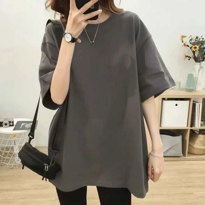 Rakuten - tシャツ レディース 半袖 14色 ゆったり 綿100% 無地 クル—ネック カットソー トップス シルエット 快適 シンプル カジュアル t-shirt 夏