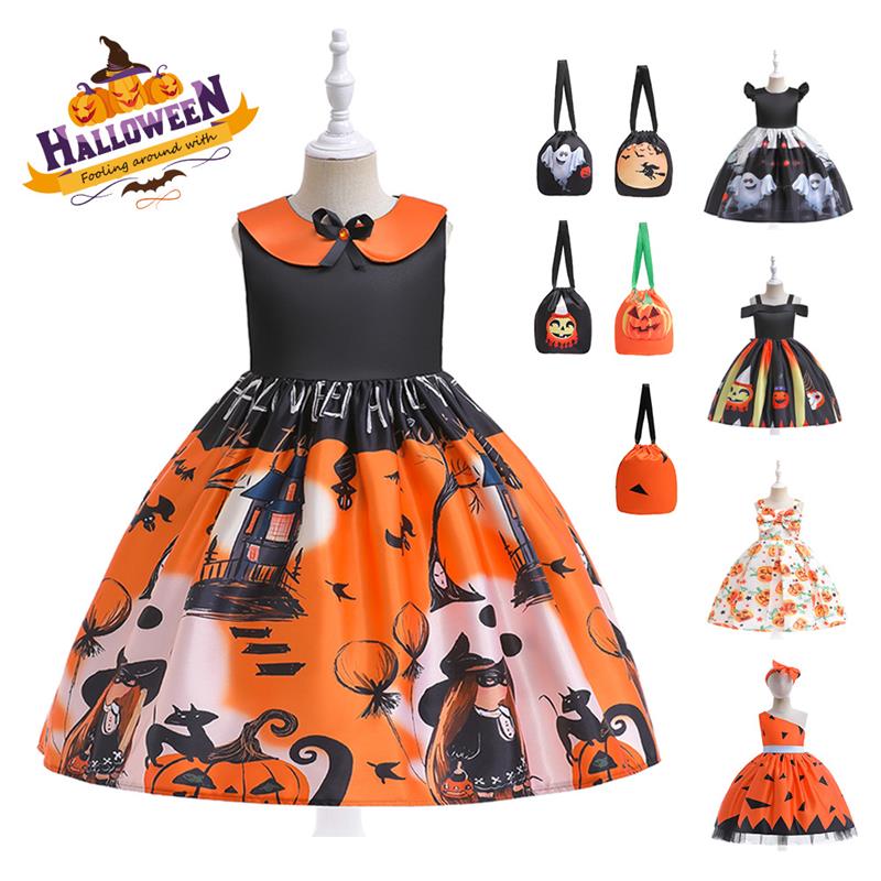 Rakuten - ハロウィン 仮装 コスプレ 子供ドレス 女の子 3点セット 可愛い レース ワンピース コスチューム 子供 キッズ 魔女 仮装 カボチャ 悪魔 コスプレ ドレス 演出服 姫 子供用 小学生 幼稚園 パフォーマンス キッズドレス 100cm 150cm