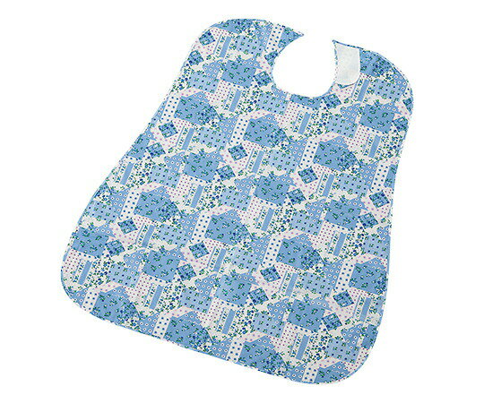 さわやか食事用エプロン パッチワーク ブルー