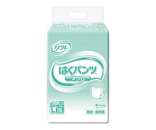 ※画像はイメージです※本商品は、メーカー取り寄せ商品となります※掲載商品は予告無く販売終了となっている場合があり、出荷確約をするものではありません■特徴●前側に色付きギャザー・後ろ側にサイズ表記があり、前後の識別やたたんだ状態でのサイズ確認が容易です。●立体ギャザーで横モレを防止します。■仕様●サイズ：L●適合ウエストサイズ（cm）：80〜105●入数：1袋（18枚入）●消臭ポリマー採用●吸収量：300cc