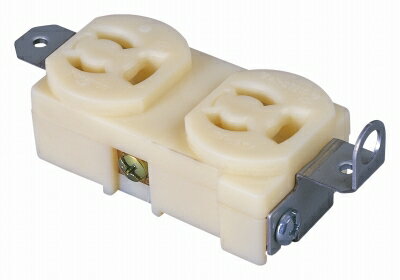 日動工業　金具付抜止コンセント　白　2PE-WKN