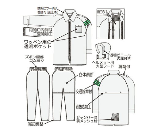 冨士ビニール工業 レインストーリー536 上下セット 白(肩章・腕章付) 4L