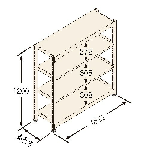 扶桑金属工業(株) 中量ラック Jタイプ500KG GSN-J1212B4D