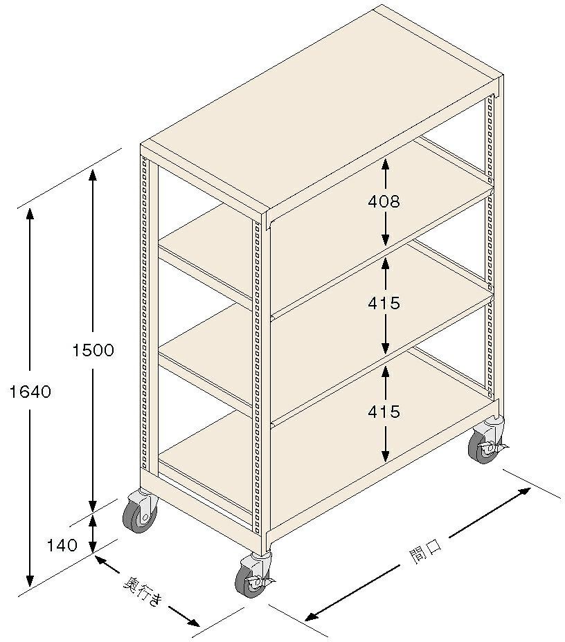 扶桑金属工業(株) 中量ラック キャスタモデル GSN-K1515B4DC