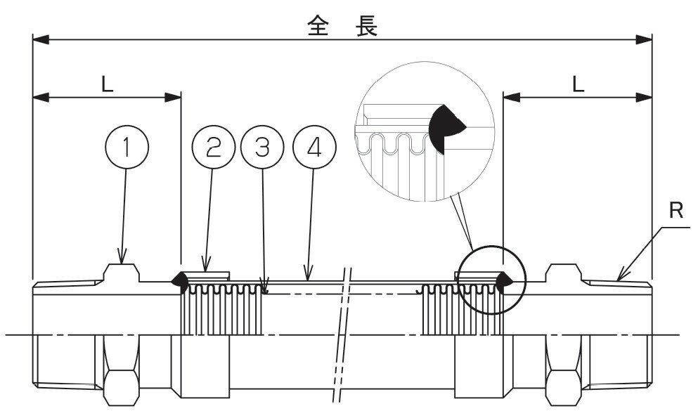 トーフレ フレキシブルチューブ F-TAP-5000 20A×500L(金具:ステンレス鋼(SCS13) 固定ニップル)