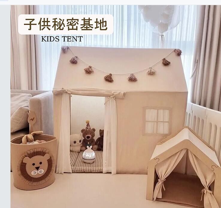 子供用テント 屋内プレイハウス 自宅幼稚園 親子部屋、無垢材ブラケット 組み立て簡単 小さな家のおもちゃの家 子供部屋 玩具収納 室内 室外 秘密基地 室内遊具 睡眠テント 室内用 屋内用テント 軽量 通気性 男の子と女の子 子供の誕生日 クリスマスプレゼント