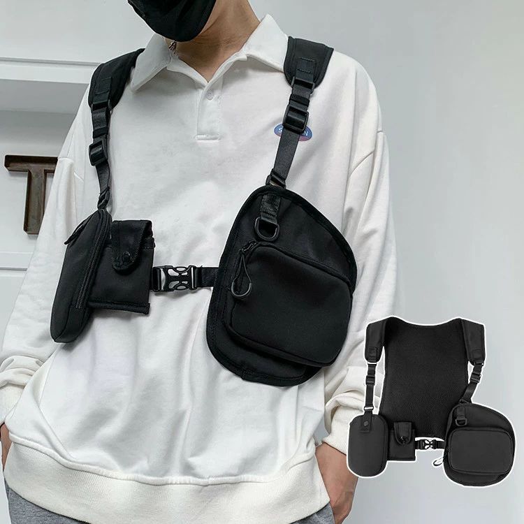 ベスト型バッグ ベスト バッグ ベスト型 バッグ かっこいい ボディバッグ ボディバッグ 多機能 チェストバッグ