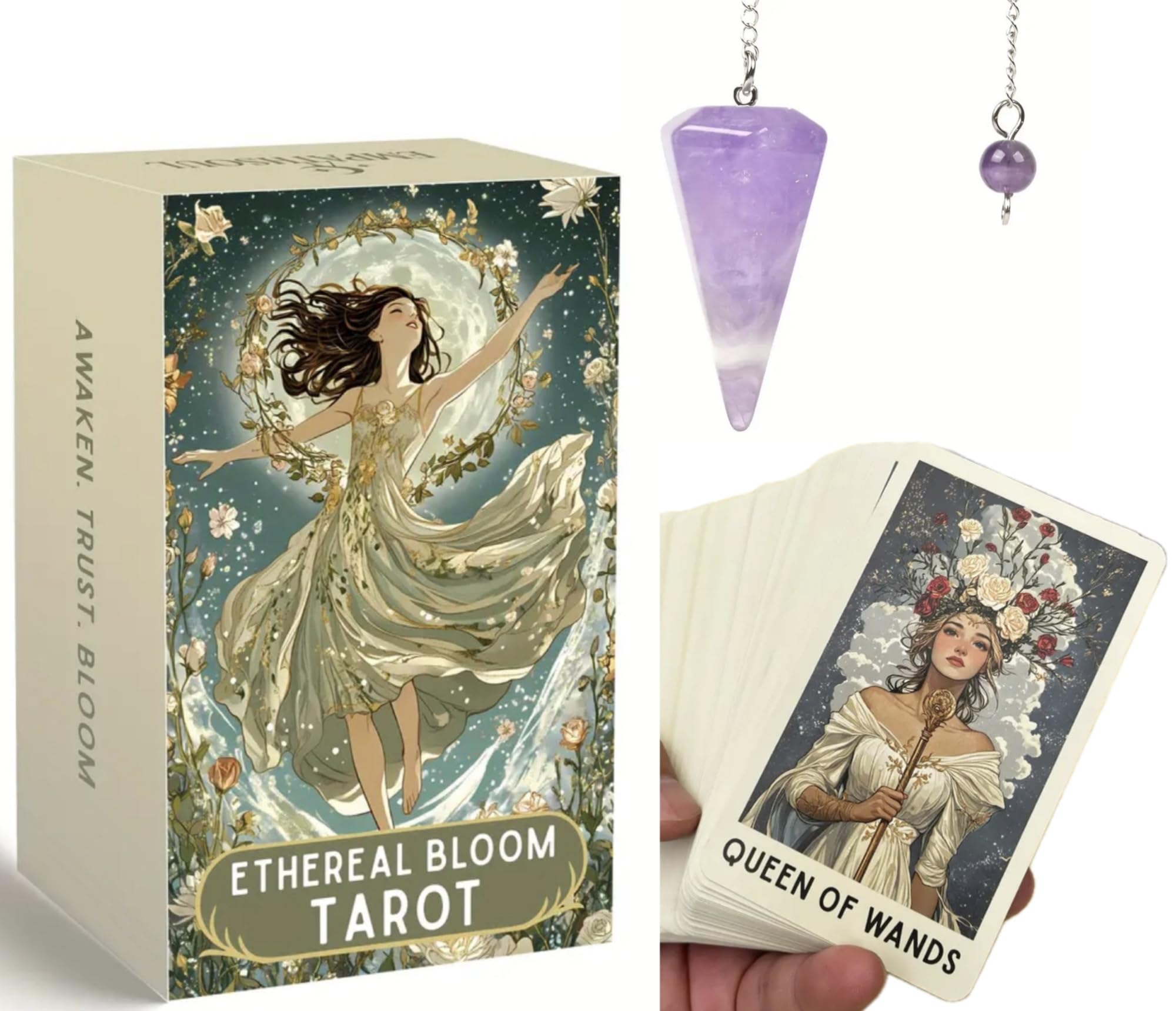 【自己開花リーディングセット】 Ethereal Bloom Tarot タロット ＆ 天然石アメジ...