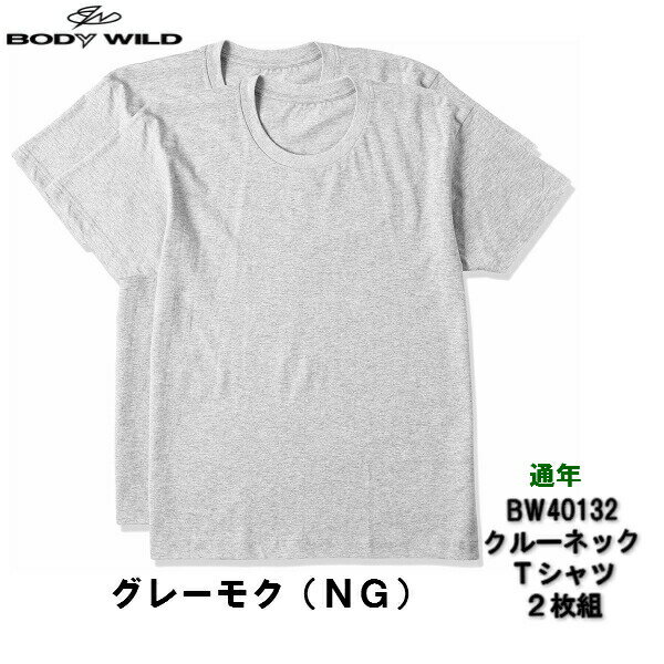 在庫限りBW40132 BODYWILD お得な2枚組 Tシャツ クルーネック 綿100％ パックTシャツ パックT