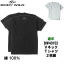 【在庫限り50％オフ！！】BW40152 BODYWILD お得な2枚組 Tシャツ Vネック 綿100％ パックTシャツ パックT　ゆうパケット発送不可です