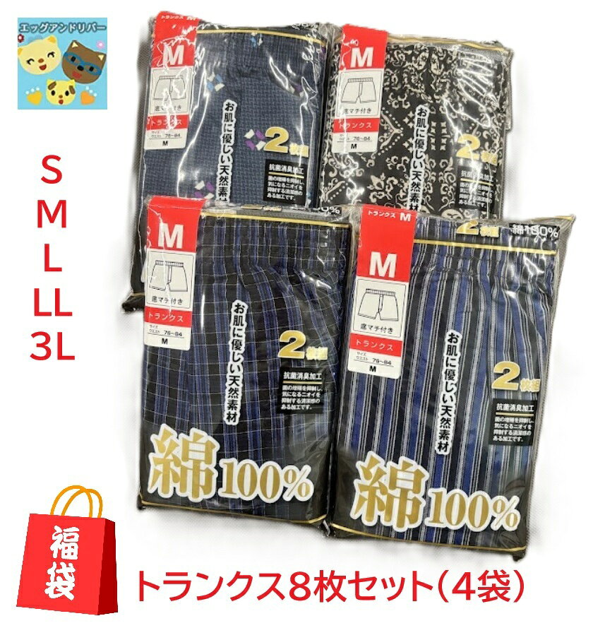 【新品番27000-27001】【旧品番10260-10261】 送料無料（沖縄・離島一部地域を除く） トランクス メンズ 8枚セット (…
