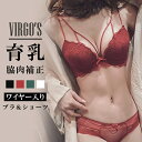 送料無料 VIRGO'S 脇高でしっかり補正＆谷間！やわらか ワイヤー入り　ブラ 紐ブラ ブラ (美胸 美背 脇高 レース フルレース 総レース 谷間 盛れる ノンワイヤー 補正 ブラジャー ショーツ ブラショーツ ランジェリー インナー )