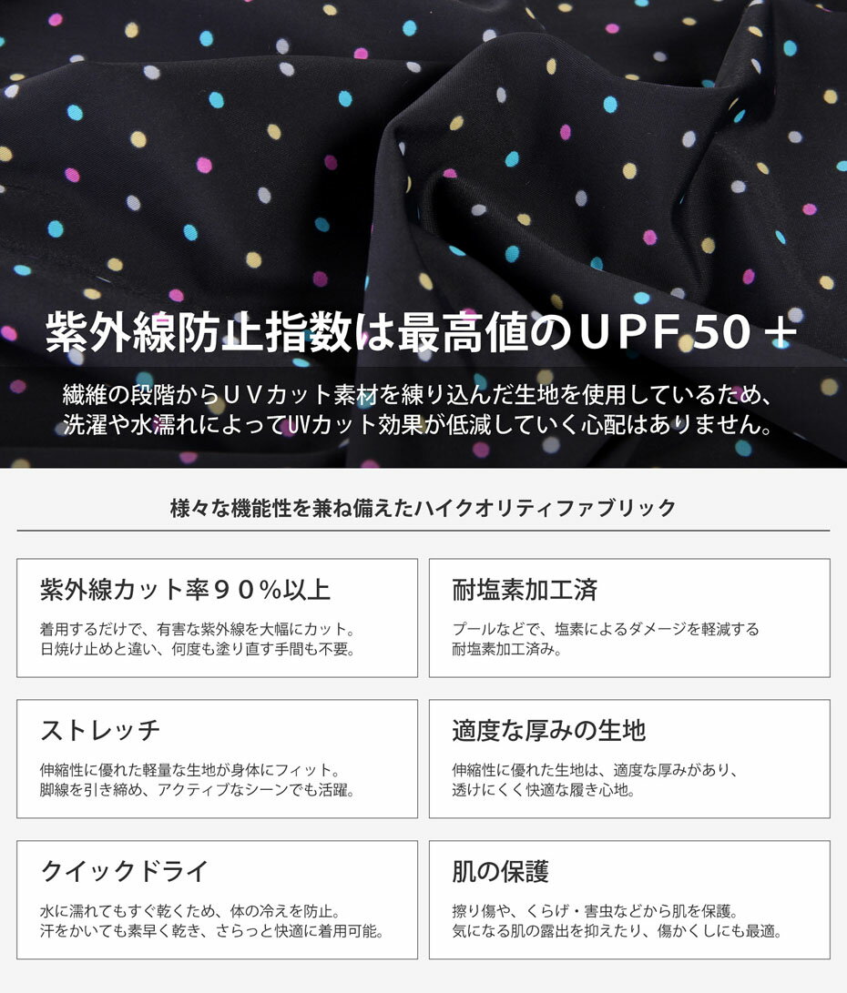 【送料無料】ラッシュガード トレンカ キッズ ドットマルチ 柄 UPF50+ VAXPOT(バックスポット) ラッシュトレンカ VA-4405【ラッシュガード レギンス UVカット】【ラッシュガード パーカー ラッシュパーカー マリンシューズ や サーフパンツ と一緒に】[返品交換不可]