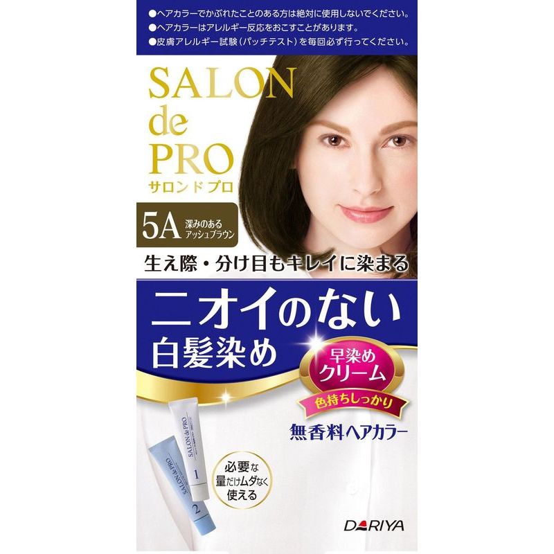 ダリヤ サロンドプロ 無香料ヘアカラー 早染めクリーム5A 深みのあるアッシュブラウン 1剤40G+2剤40G 女性用白髪染め