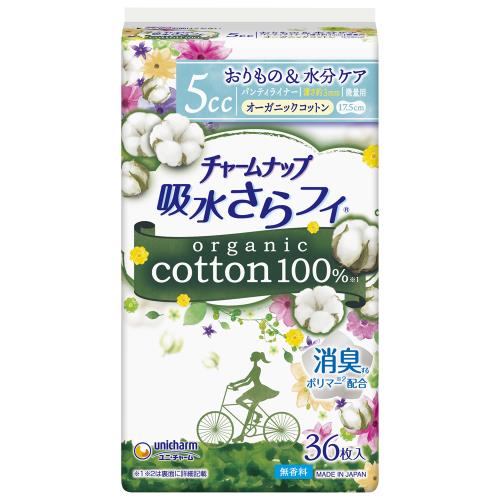 ユニ・チャーム　チャームナップ　吸水さらフィ　パンティライナ　オーガニックコットン　微量用　17.5..
