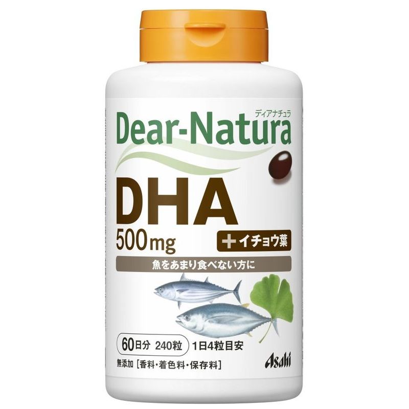 商品説明・人の体内で作ることができない必須脂肪酸DHAを4粒中に500mg配合しました。さらに、イチョウ葉エキスをプラス。魚が不足しがちな方、考える力が気になる方の健康維持にお役立てください。成分・原材料など栄養成分表示(4粒(2.04g)あたり)：エネルギー 14.84kcal、たんぱく質 0.52g、脂質 1.39g、炭水化物 0.063g、ナトリウム 0.9mg、DHA 500mg、EPA 65mg、イチョウ葉エキス 12mg使用方法1日4粒を目安に、水またはお湯とともに召し上がり下さい。注意事項・1日の摂取目安量を守ってください。・妊娠・授乳中の方、小児の使用はさけてください。・治療を受けている方、お薬を服用中の方は、医師にご相談の上、お召上がりください。・体調や体質により、まれに発疹などのアレルギー症状が出る場合があります。・体質によりまれに身体に合わない場合があります。その場合は使用を中止してください。・小児の手の届かない所においてください。・保存環境によってはカプセルが付着することがありますが、品質に問題ありません。・この商品は、マグロ、カツオ由来のDHAを使用しています。