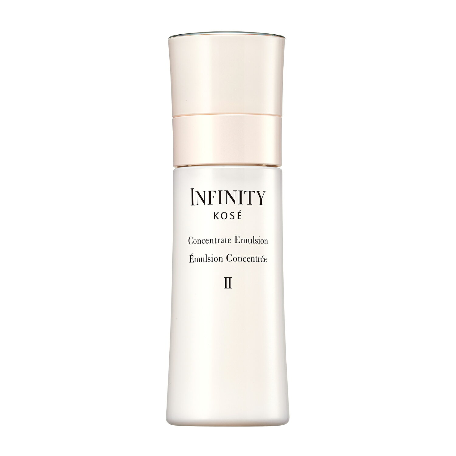 商品説明インフィニティ コンセントレート エマルジョン 2 (乳液) : 120mL。たっぷりの美肌成分を高濃度 (ブランド内比) に詰め込んだ美容乳液です。充実したうるおいでキメひとつひとつを満たし、湧き上がるような弾力感と輝くようなつやをあたえ、いきいきとした活力感あふれる肌にみちびきます。保湿成分 : エーデルワイスエキス、紅景天 (コウケイテン根) エキス、センキュウ水、ゴツコラ (ツボクサ) エキス、レイシエキス、玉露茶 (チャ葉) エキス、グリセリン配合。ハリ感アップ成分 : スキンフュージョニングエレメント配合。弾力感アップ成分 : シェイプメモリーゲル配合。エーデルワイスエキスはエーデルワイス花/葉エキス、スキンフュージョニングエレメントは水添レシチン、ミリスチン酸イソプロピル、コレステロール、ツボクサエキス、レイシエキス、シェイプメモリーゲルは (PEG-240/デシルテトラデセス-20/HDI) コポリマーです。コクのあるまろやかなタッチで、肌に溶け込むように浸透 (角層まで) 。乾燥、肌あれを防ぎ、ふっくらキメのととのった肌をたもちます。ゆるみのない立体感とつややかな光沢感をあたえ、明るい印象の肌にみちびきます。心まで弾むフレッシュフローラルブーケの香りです。付けかえ用があります。お好みに合わせて3タイプから選べます。1 : しっとり、2 : とてもしっとり、3 : 特濃。 肌に眠る無限の美しさを呼び覚ますインフィニティ。美しさを司る、肌の五感。色感、質感、光沢感、弾力感、立体感を追求。生命力に満ちた美しさが溢れ出し、確かな存在感が肌に宿る。使用方法手のひら、またはコットンにポンプを2、3回押した量をとり、肌にやさしくなじませます。注意上の注意低温の場所に保管すると、中身が出にくくなることがあります。中身が出にくいときは、容器の底を軽くたたいてからお使いください。ご使用後は、ポンプの口もとをきれいにふきとり、キャップをきちんとしめてください。高温の場所には置かないでください。注意事項お肌に異常が生じていないかよく注意して使用してください。傷やはれもの、湿しん、かぶれ等、異常のある部位にはお使いにならないでください。化粧品がお肌に合わないときは、ご使用をおやめください。1 : 使用中、赤味、はれ、かゆみ、刺激、色抜け (白斑等) や黒ずみ等の異常があらわれた場合。2 : 使用したお肌に直射日光があたって上記のような異常があらわれた場合。そのまま化粧品類の使用を続けますと症状を悪化させることがありますので、皮ふ科専門医またはコーセーの化粧品コーナー (売場) 、当社のお客様相談窓口にご相談ください。極端に高温または低温の場所、直射日光のあたる場所には保管しないでください。乳幼児の手の届かないところに保管してください。全成分水、BG、グリセリン、エタノール、ワセリン、ジメチコン、ヘキサ (ヒドロキシステアリン酸/ステアリン酸/ロジン酸) ジペンタエリスリチル、オレイン酸オレイル、パルミチン酸ソルビタン、エーデルワイス花/葉エキス、コウケイテン根エキス、ゴマ発芽エキス、センキュウ水、チャ葉エキス、ツボクサエキス、テアニン、テンチャエキス、トコフェロール、バクガ根エキス、ヒドロキシプロリン、レイシエキス、BHT、PEG-80水添ヒマシ油、 (PEG-240/デシルテトラデセス-20/HDI) コポリマー、 (アクリル酸アルキル/メタクリル酸ステアレス-20) コポリマー、 (アクリレーツ/アクリル酸アルキル (C10-30) ) クロスポリマー、カラギーナン、カルボマー、クエン酸、コレステロール、スクワラン、セスキオレイン酸ソルビタン、セルロースガム、パルミチン酸セチル、ベヘニルアルコール、ミリスチン酸イソプロピル、ラウリル硫酸Na、ラウリン酸K、水酸化Na、水添ポリイソブテン、水添ポリデセン、水添レシチン、エチルパラベン、ソルビン酸K、フェノキシエタノール、メチルパラベン、安息香酸Na、香料