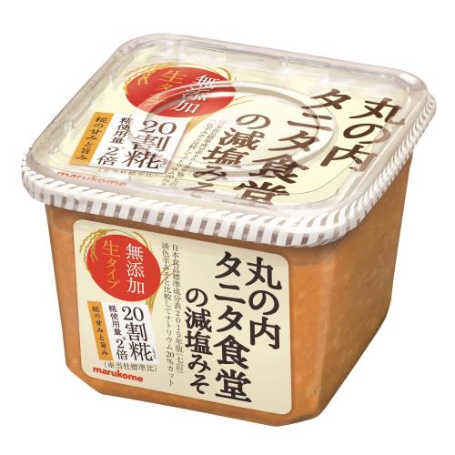 商品説明タニタ食堂で使用するみそで、だし無し、無添加の粒みそです。日本食品標準成分表2015年版（七訂）淡色辛みそと比較して、100gあたりのナトリウムを20％カットした減塩タイプのみそです。文責者の氏名と資格種類ウエルシア薬局（株）0120-114-841薬剤師:石原　純　