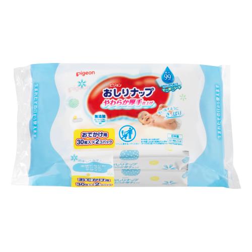ピジョン　おしりナップ　やわらか厚手仕上げ　純水99％　おでかけ30枚　2個パック