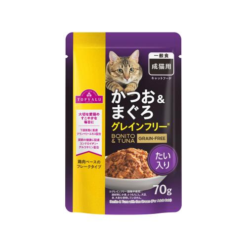 トップバリュ　成猫用　かつお＆まぐろ　たい入り　70g×12個セット 1