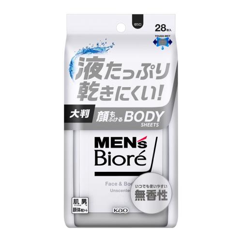 【エントリーP5倍】花王 メンズビオレ 顔もふけるボディシート 無香性 28枚