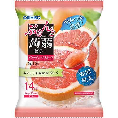オリヒロ　ぷるんと蒟蒻ゼリー　パウチ　ピンクグレープフルーツ　6個の商品画像