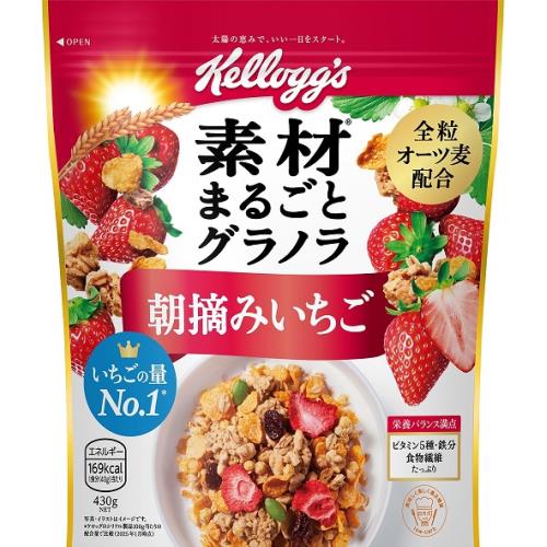 日本ケロッグ 素材まるごとグラノラ朝摘みいちご 430g×6個セット 日本ケロッグ 素材まるごとグラノラ朝摘みいちご 430g×6個セット