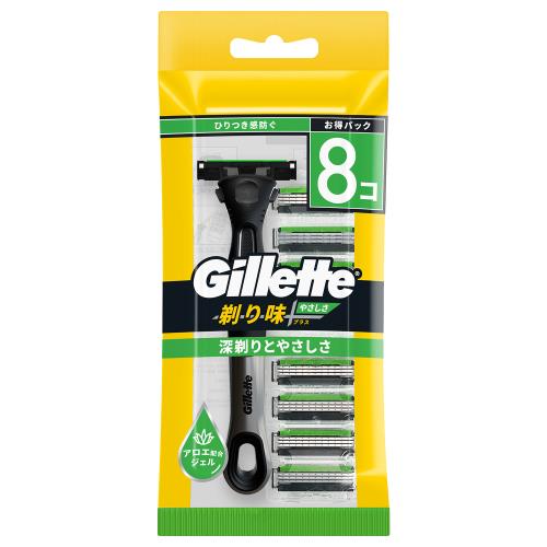 P＆G ジレット剃り味プラスやさしさ 本体1個 替刃8個 うち1個は本体に装着済み