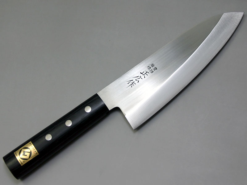 正広作　ステンレス鋼出刃150　黒合板柄