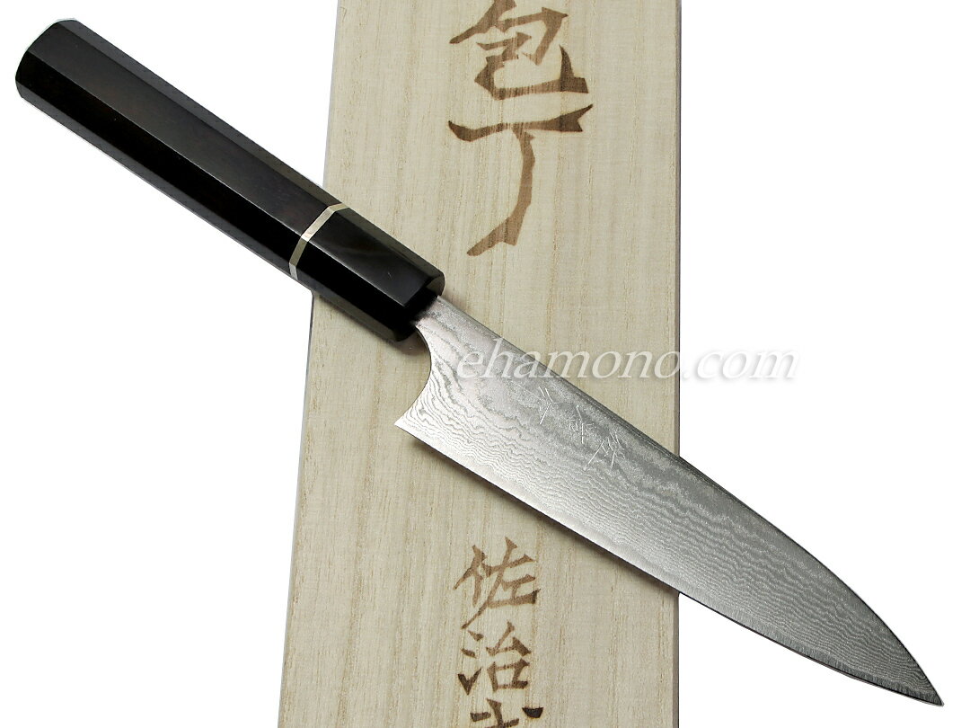 佐治武士作　スーパーゴールドストリクス（SPG STRIX）ダマスカス　和ペティ130