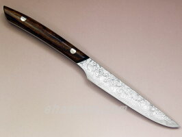 佐治武士作ステーキナイフV金10号ニッケルダマスカスアイアンウッド