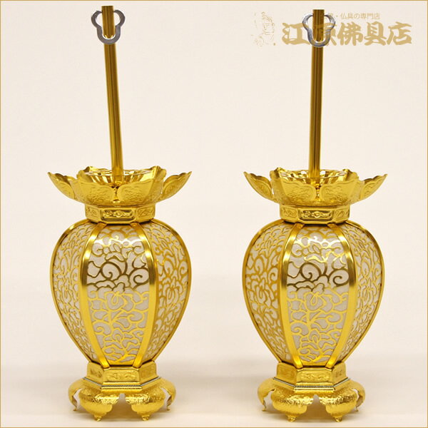 新夏目型 吊灯篭(とうろう) 中(1対)(ヒートン付)【家具調仏具・モダン仏具】