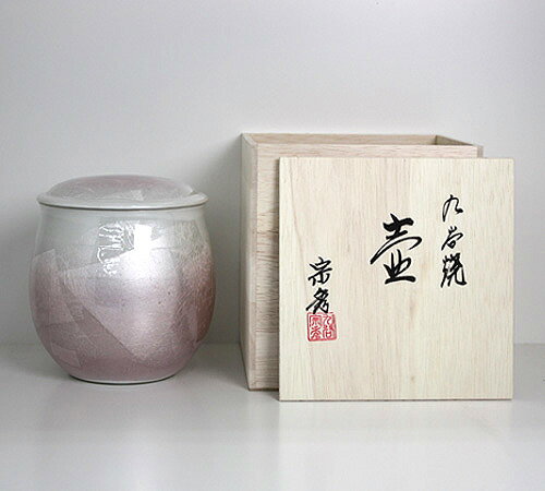 Urn - 九谷焼銀彩 骨壷/骨壺(ピンク)5寸【家具調仏具・モダン仏具】