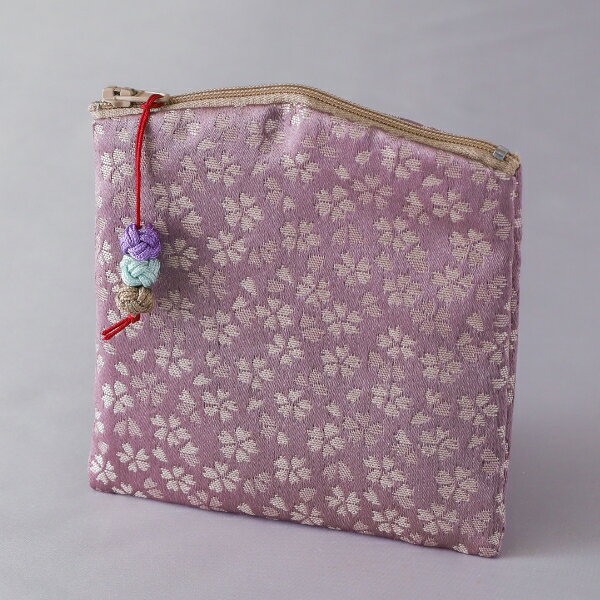 [メール便OK]金襴ポーチ型(日和)薄紫【数珠袋・数珠入れ】