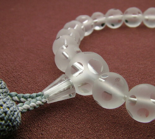 サッカーボール珠 本水晶(艶消し)22珠共仕立正絹頭付【高級念珠/数珠・男性】【HLS_DU】【RCP】