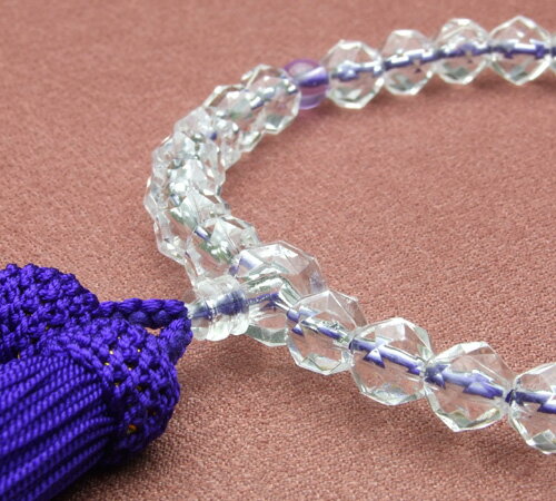 [メール便OK]新切子 紫色房(人絹頭付)【念珠・数珠・女性】