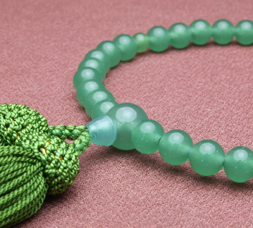 [メール便OK]ハリ翡翠 柳色房(人絹頭付)【念珠・数珠・女性】