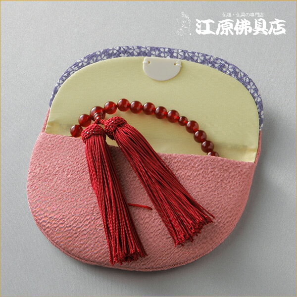 [メール便OK]ちりめん半月(灰桜)【数珠袋・数珠入れ】