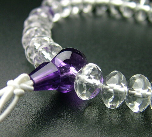 【10%OFF＆P5倍★3/4-3/11】SSカット 本水晶紫水晶仕立(9×6mm)【腕輪・ブレス・パワーストーン】【#2】