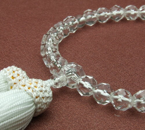 [メール便OK]新切子 白色房(人絹頭付)【念珠・数珠・女性】【#2】