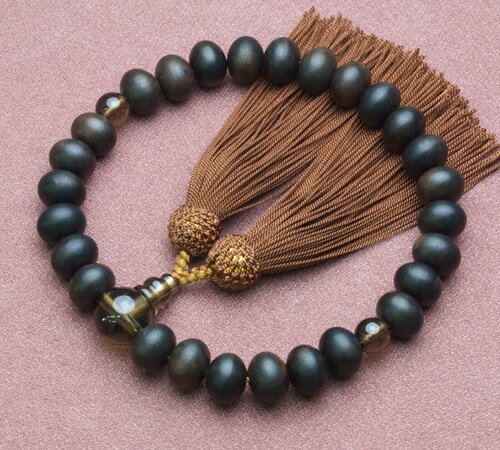 すびき縞黒檀茶水晶仕立茶色房