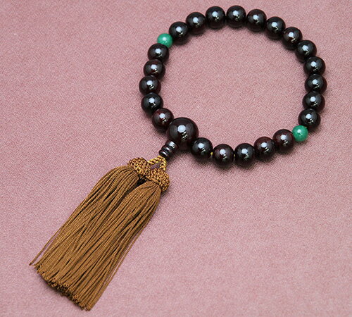 [メール便OK]紫檀22珠 翡翠仕立 茶色房(人絹頭付)【念珠・数珠・男性】【#2】