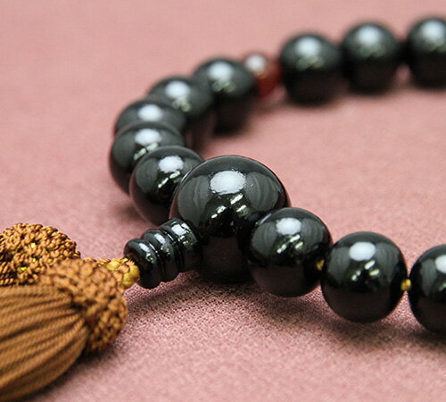 [メール便OK]黒檀22珠 瑪瑙仕立 茶色房(人絹頭付)【念珠・数珠・男性】【#2】