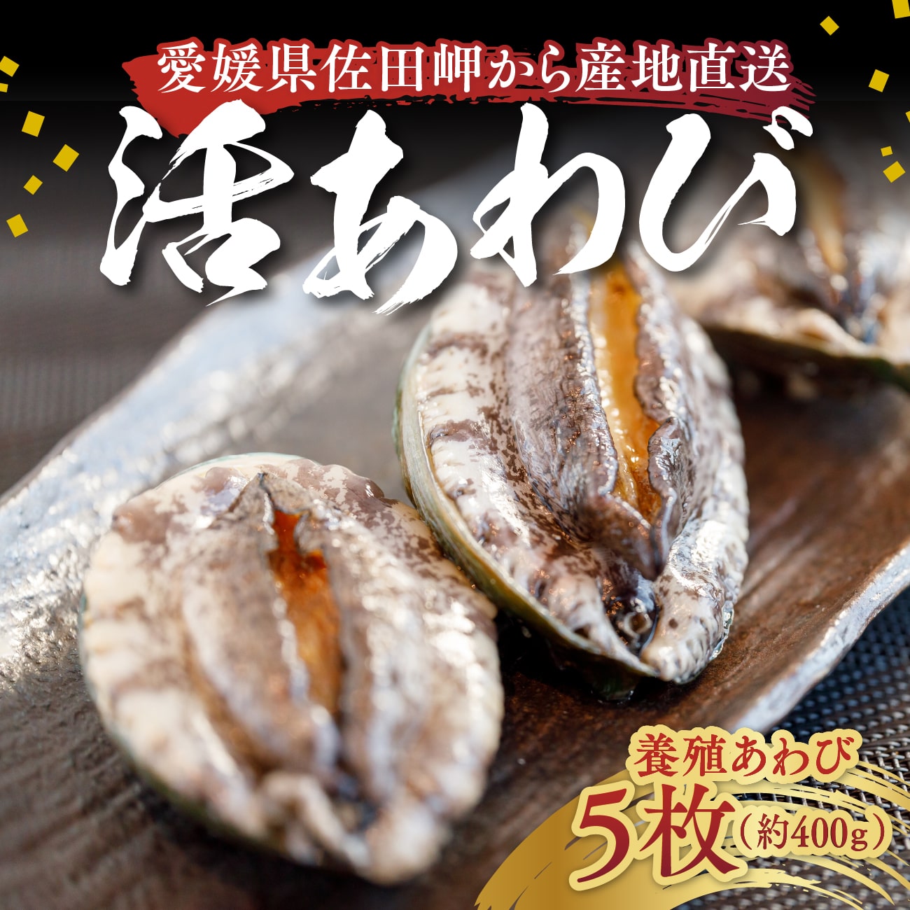 活あわび 養殖 5枚（約400g）｜朝日共販 愛媛 佐田岬産 活魚 新鮮 養殖 エゾあわび 400g 産地直送 海鮮焼き ギフト 贈り物 プレゼント 送料無料 母の日 父の日【お歳暮・冬ギフト】