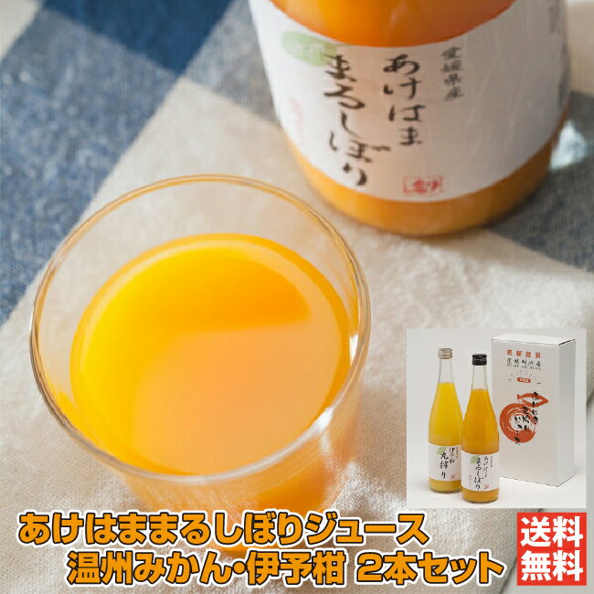 まるしぼりジュース2本セット｜温州みかん×1本＋伊予柑×1本、各720ml｜あけはまシーサイドサンパーク 愛媛 西予市 明浜町 みかんジュース 柑橘丸搾り 100% いよかん ギフト 贈り物 プレゼント のし 送料無料 愛媛百貨店【お歳暮・冬ギフト】