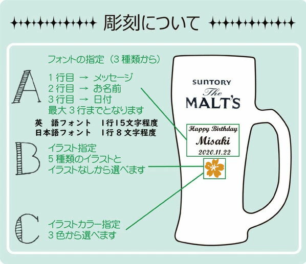 【名入れジョッキ】 名入れサントリー ザ・モルツジョッキ 380ml ［N2］