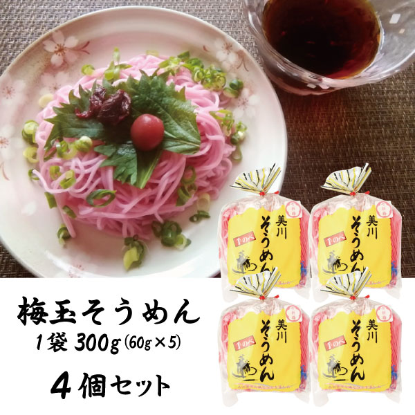 【新栄食品】美川　梅玉そうめん　300g(60g×5)×4個セット
