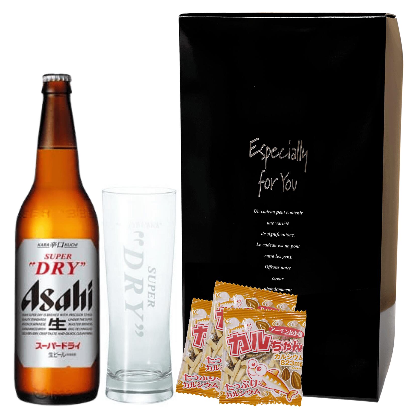 樂天商城 - 【送料無料】アサヒ スーパードライ 大瓶 633ml ＆ スーパードライ 辛口タンブラー 360ml ＆ カルちゃん セット [黒ギフトBOX]